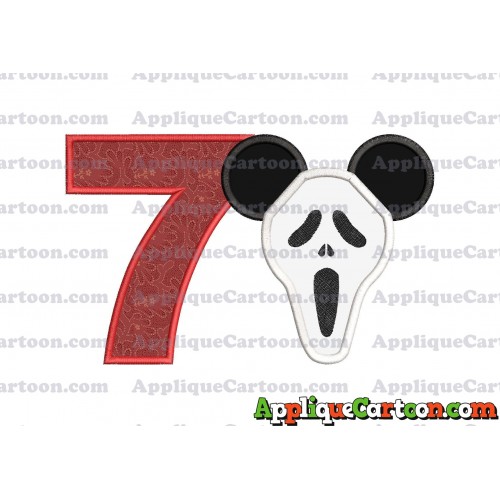 Scary Mickey Ears Applique Design Birthday Number 7
