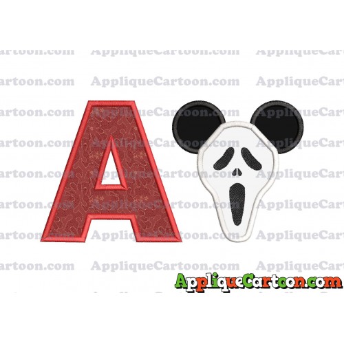 Scary Mickey Ears Applique Design With Alphabet A