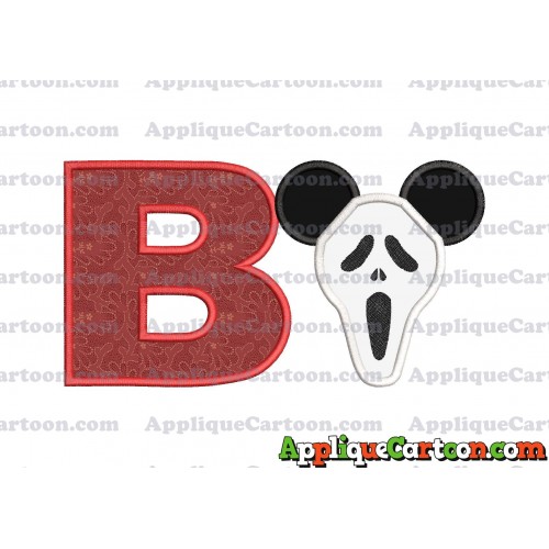 Scary Mickey Ears Applique Design With Alphabet B