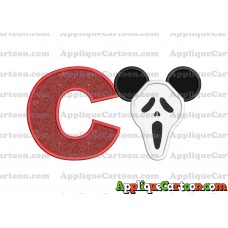 Scary Mickey Ears Applique Design With Alphabet C