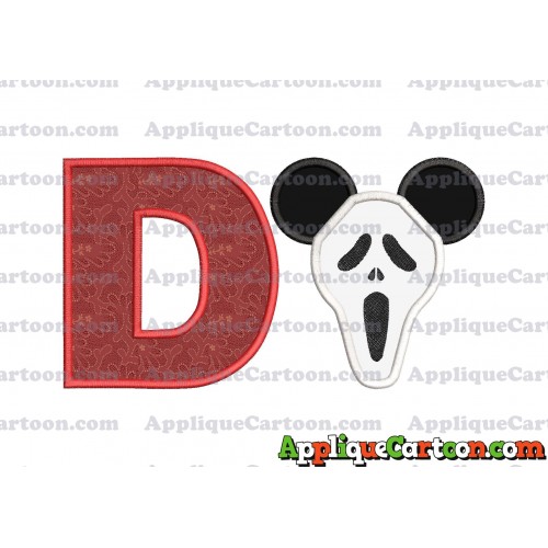 Scary Mickey Ears Applique Design With Alphabet D
