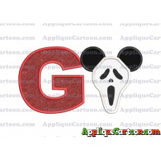 Scary Mickey Ears Applique Design With Alphabet G