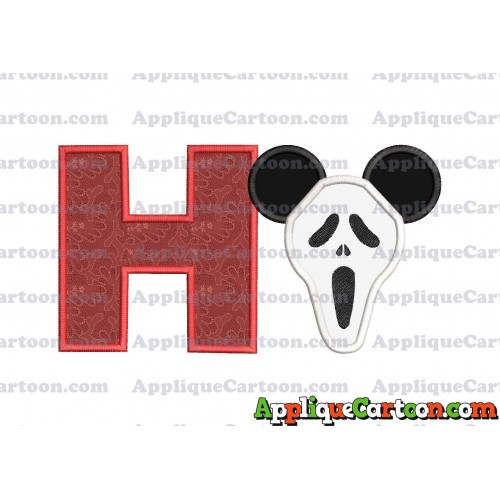 Scary Mickey Ears Applique Design With Alphabet H
