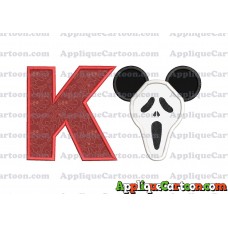 Scary Mickey Ears Applique Design With Alphabet K