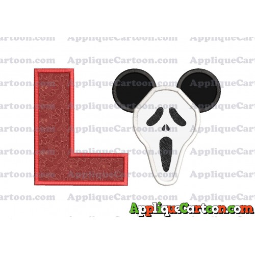 Scary Mickey Ears Applique Design With Alphabet L