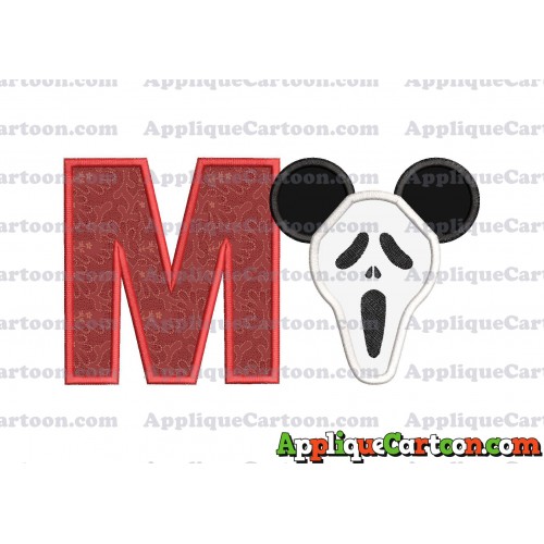 Scary Mickey Ears Applique Design With Alphabet M