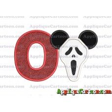 Scary Mickey Ears Applique Design With Alphabet O