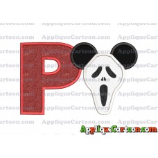 Scary Mickey Ears Applique Design With Alphabet P