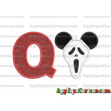 Scary Mickey Ears Applique Design With Alphabet Q
