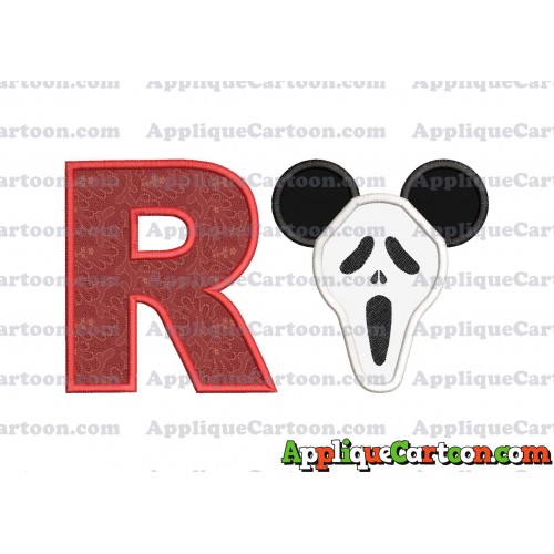 Scary Mickey Ears Applique Design With Alphabet R
