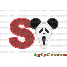 Scary Mickey Ears Applique Design With Alphabet S