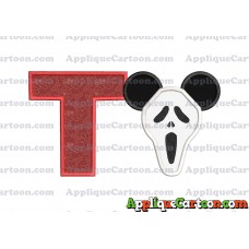 Scary Mickey Ears Applique Design With Alphabet T