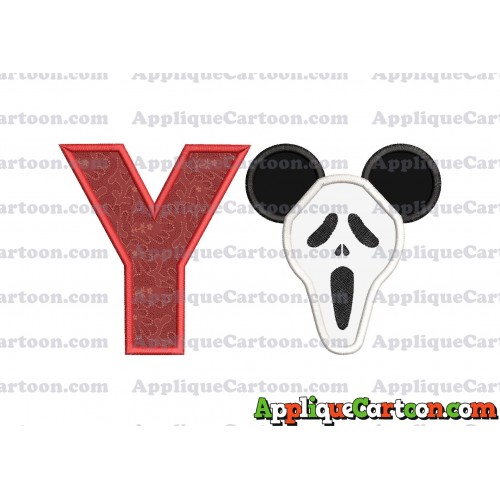 Scary Mickey Ears Applique Design With Alphabet Y