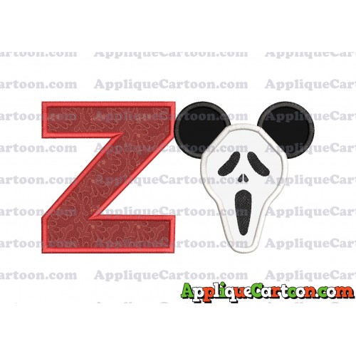 Scary Mickey Ears Applique Design With Alphabet Z
