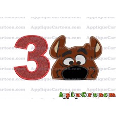 Scooby Doo Applique Embroidery Design Birthday Number 3
