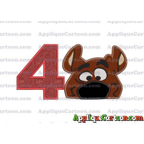 Scooby Doo Applique Embroidery Design Birthday Number 4