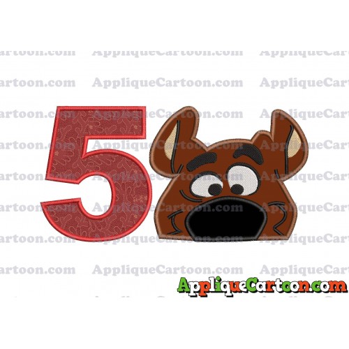 Scooby Doo Applique Embroidery Design Birthday Number 5