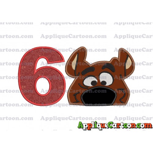 Scooby Doo Applique Embroidery Design Birthday Number 6