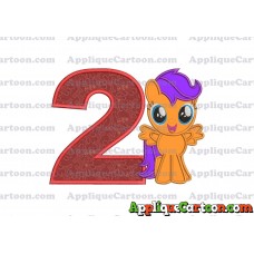 Scootaloo My Little Pony Applique Embroidery Design Birthday Number 2