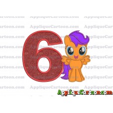 Scootaloo My Little Pony Applique Embroidery Design Birthday Number 6