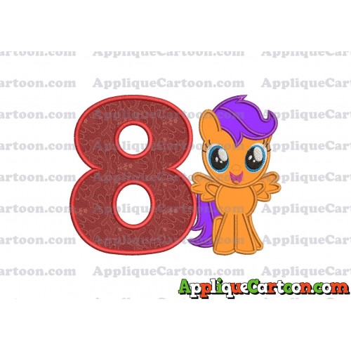 Scootaloo My Little Pony Applique Embroidery Design Birthday Number 8