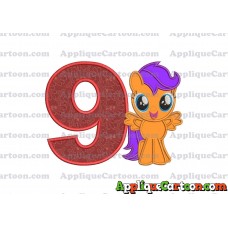 Scootaloo My Little Pony Applique Embroidery Design Birthday Number 9