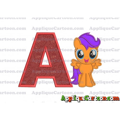Scootaloo My Little Pony Applique Embroidery Design With Alphabet A