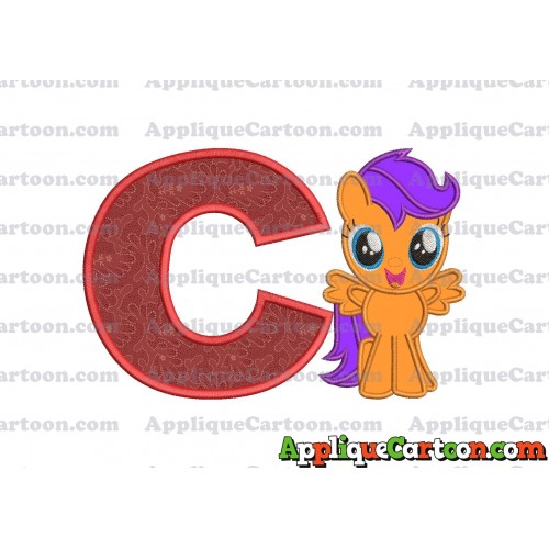 Scootaloo My Little Pony Applique Embroidery Design With Alphabet C