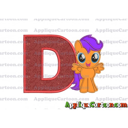 Scootaloo My Little Pony Applique Embroidery Design With Alphabet D