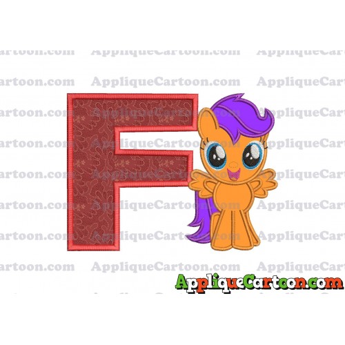 Scootaloo My Little Pony Applique Embroidery Design With Alphabet F