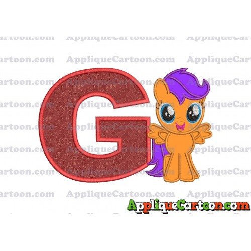 Scootaloo My Little Pony Applique Embroidery Design With Alphabet G