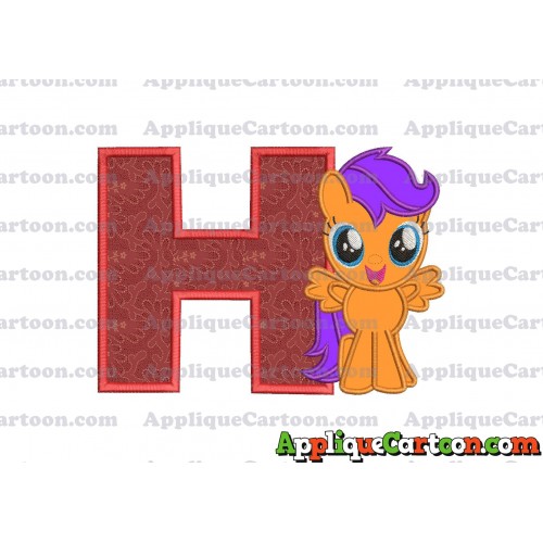 Scootaloo My Little Pony Applique Embroidery Design With Alphabet H