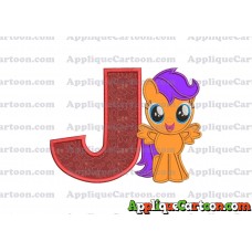 Scootaloo My Little Pony Applique Embroidery Design With Alphabet J