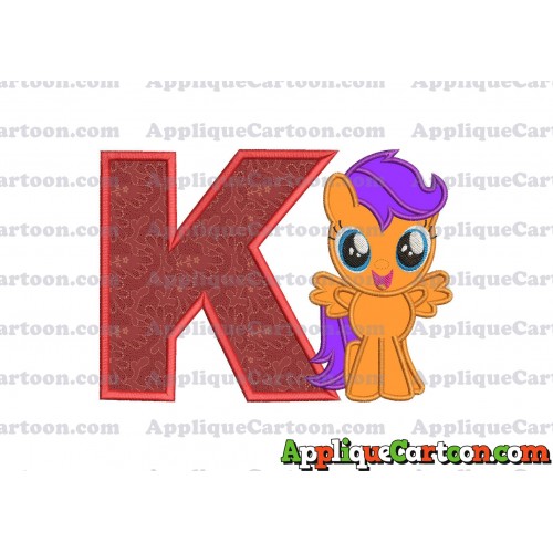 Scootaloo My Little Pony Applique Embroidery Design With Alphabet K
