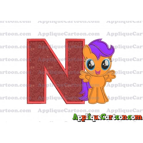 Scootaloo My Little Pony Applique Embroidery Design With Alphabet N