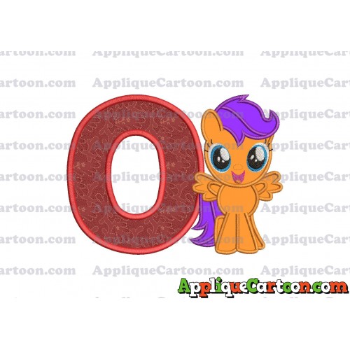 Scootaloo My Little Pony Applique Embroidery Design With Alphabet O