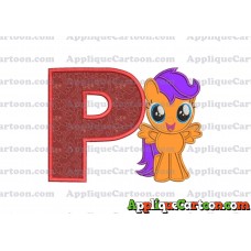 Scootaloo My Little Pony Applique Embroidery Design With Alphabet P