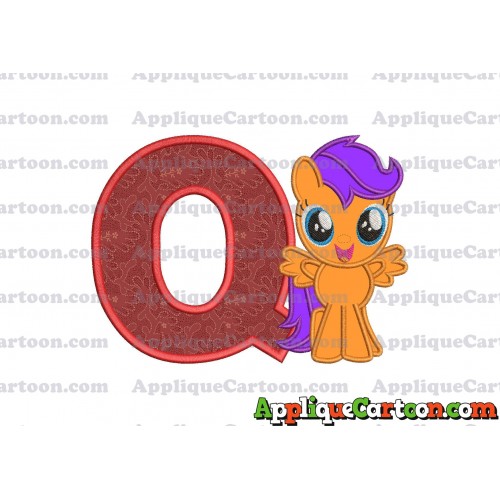 Scootaloo My Little Pony Applique Embroidery Design With Alphabet Q