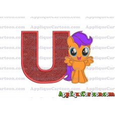 Scootaloo My Little Pony Applique Embroidery Design With Alphabet U