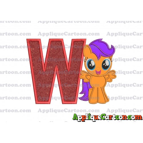 Scootaloo My Little Pony Applique Embroidery Design With Alphabet W