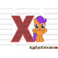 Scootaloo My Little Pony Applique Embroidery Design With Alphabet X