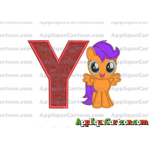 Scootaloo My Little Pony Applique Embroidery Design With Alphabet Y