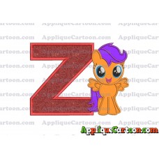 Scootaloo My Little Pony Applique Embroidery Design With Alphabet Z