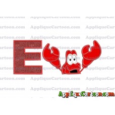 Sebastian Little Mermaid Head Applique Embroidery Design With Alphabet E