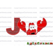 Sebastian Little Mermaid Head Applique Embroidery Design With Alphabet J