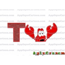 Sebastian Little Mermaid Head Applique Embroidery Design With Alphabet T