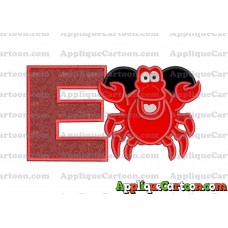 Sebastian The Little Mermaid Applique Embroidery Design With Alphabet E
