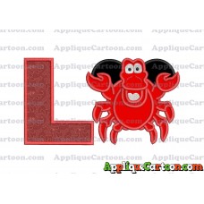 Sebastian The Little Mermaid Applique Embroidery Design With Alphabet L