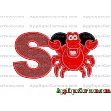 Sebastian The Little Mermaid Applique Embroidery Design With Alphabet S
