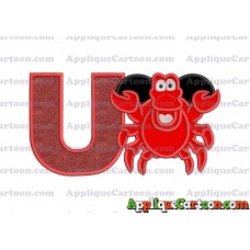 Sebastian The Little Mermaid Applique Embroidery Design With Alphabet U